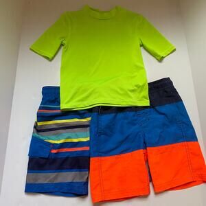Cat & Jack Rash Guard & Stripe Swim Bottoms Trunks Mix & Match Bundle Set